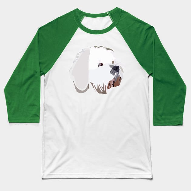 Bichon Frise Mix Dog Abstract Portrait Lime Baseball T-Shirt by ellenhenryart